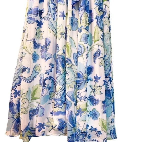 NICOLE MILLER NY NWT Floral Halter Neck Maxi Dress Size Small in Blue Floral - Picture 8 of 15